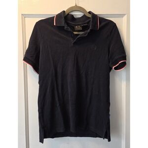 Vintage Y2K Armani Exchange Men's Navy Piqué Polo Shirt Logo Short Sleeve XS